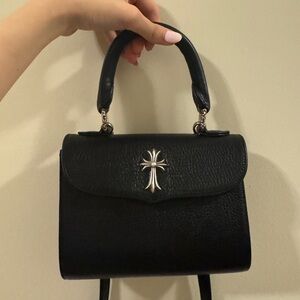 Chrome Hearts Black Mini Bag with Silver Cross logo Doc ADAMS Dagger